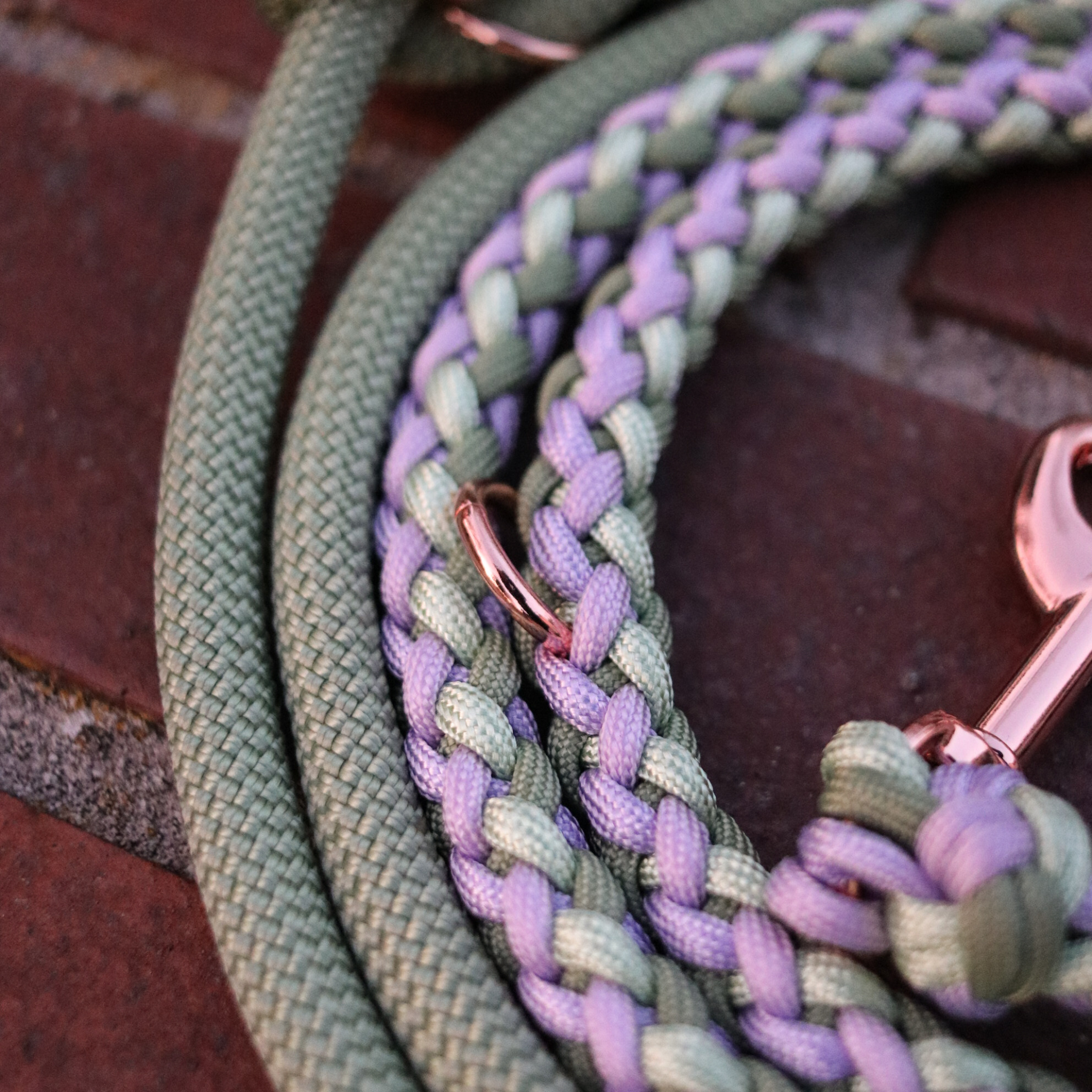 Paracord/Tau Leine "Gaucho" in Mauve und Hellgrün