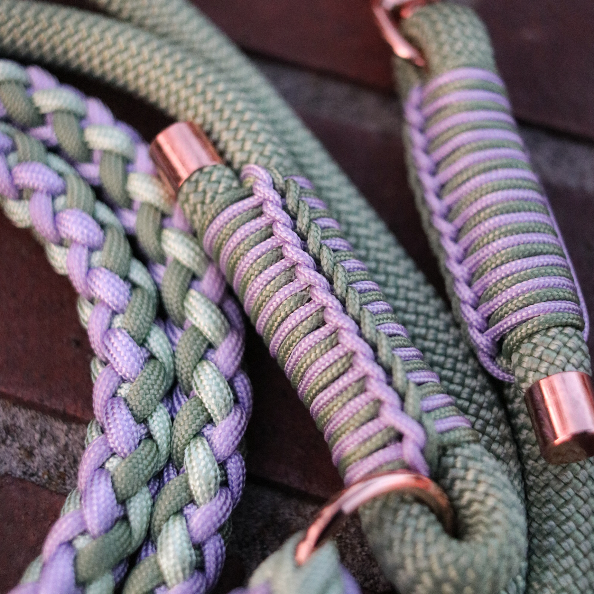 Paracord/Tau Leine "Gaucho" in Mauve und Hellgrün