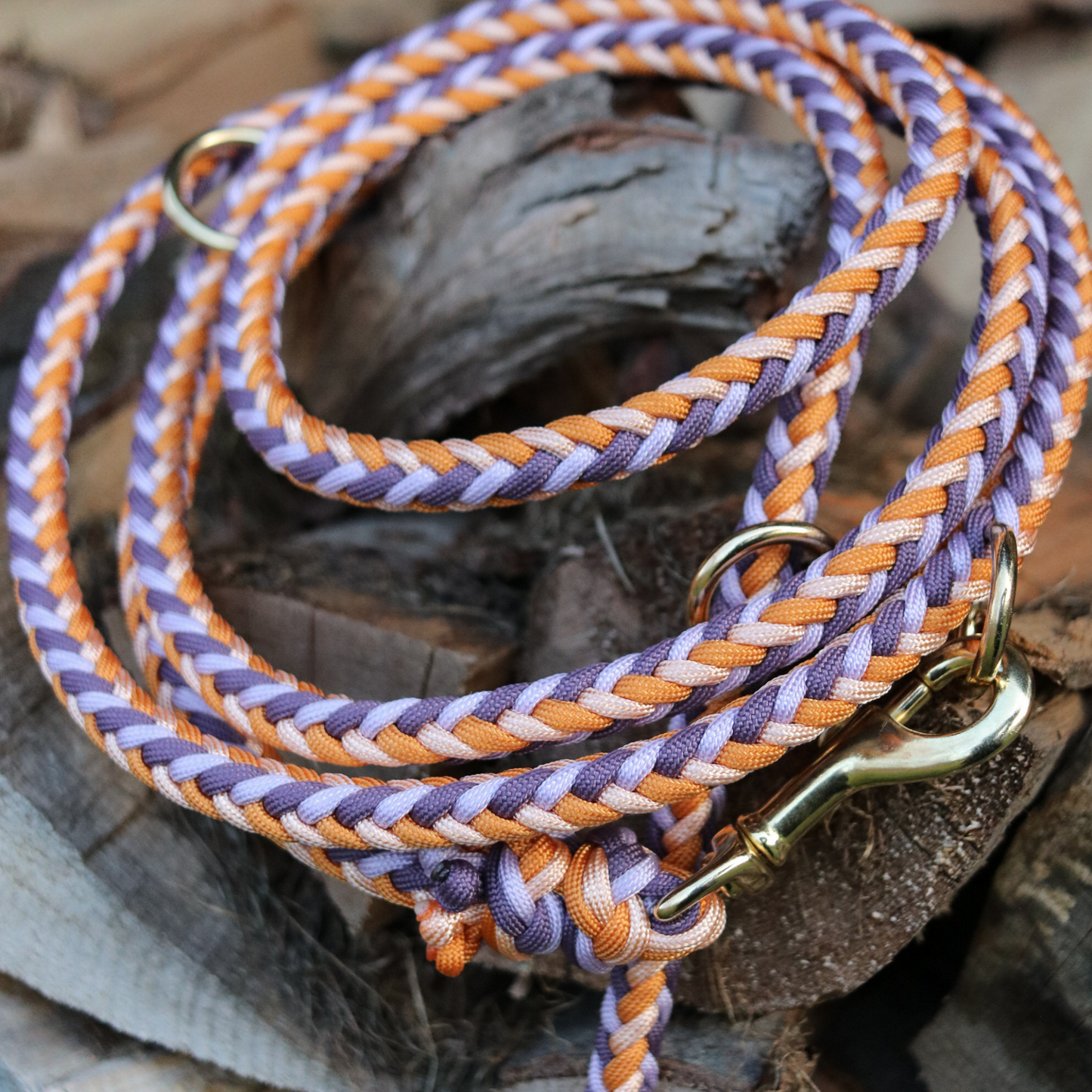 Paracordleine "Herringbone" in Lila und Orange