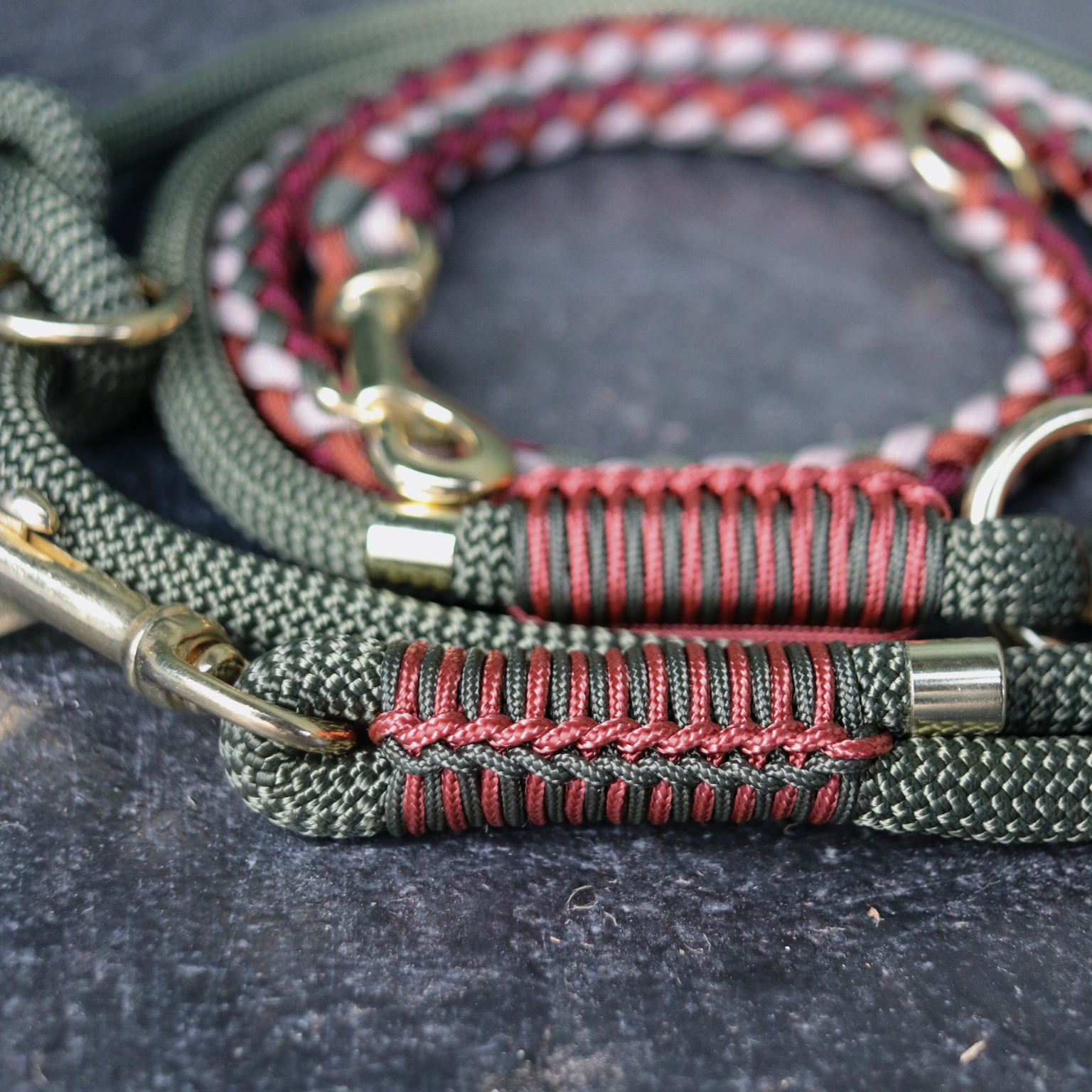 Paracord/Tau Leine in Olive und Rust