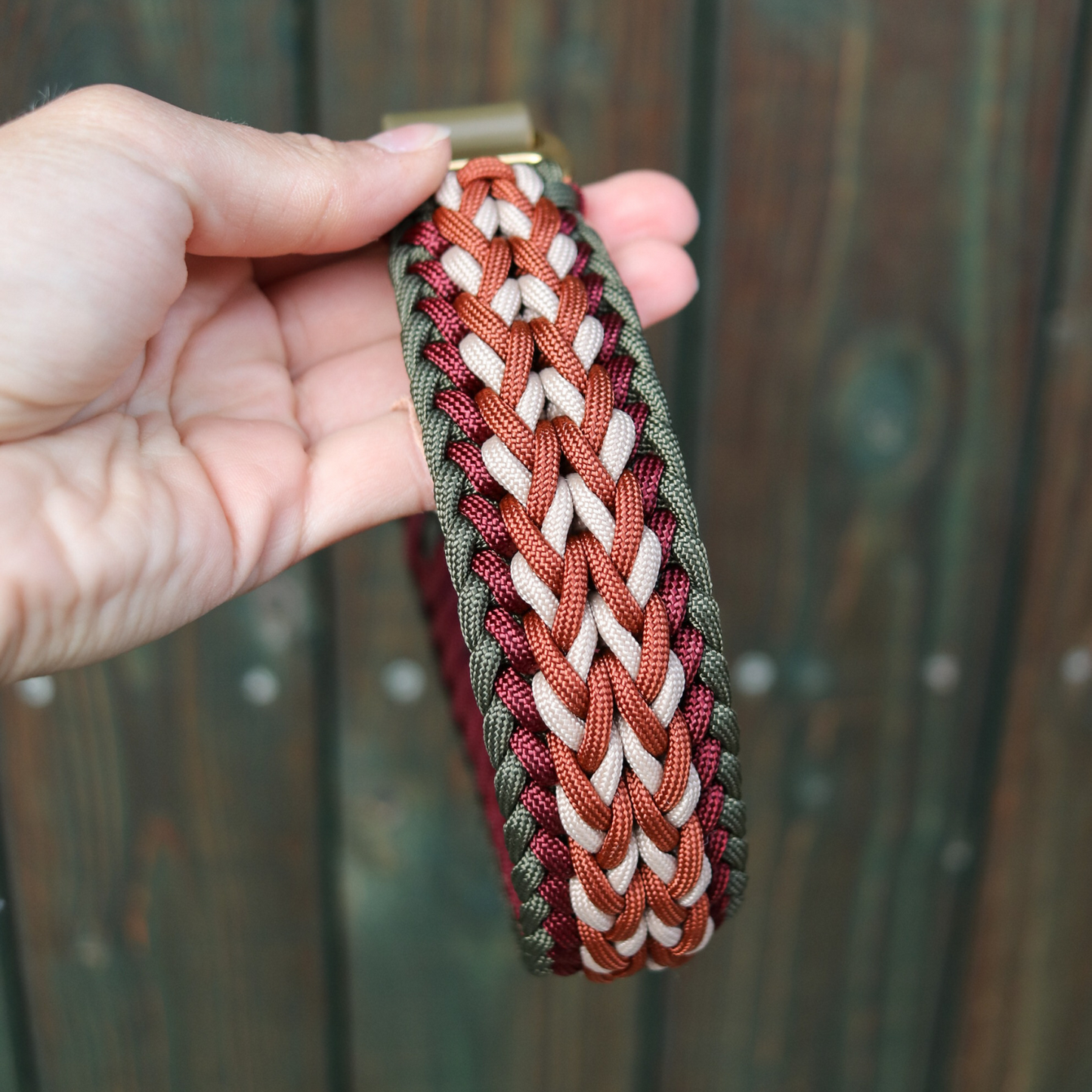Paracordhalsband "Juno" in Olive und Rust