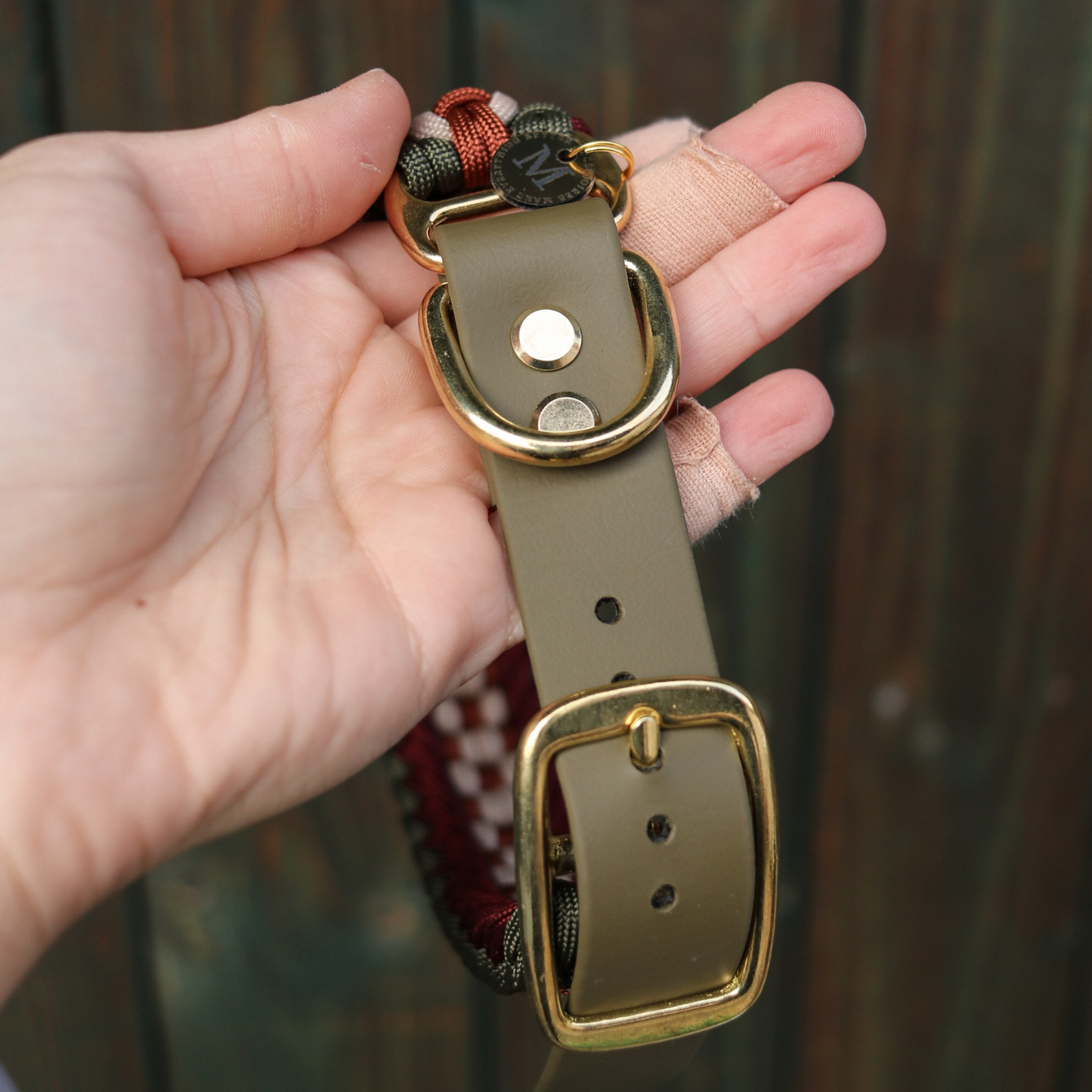 Paracordhalsband "Juno" in Olive und Rust