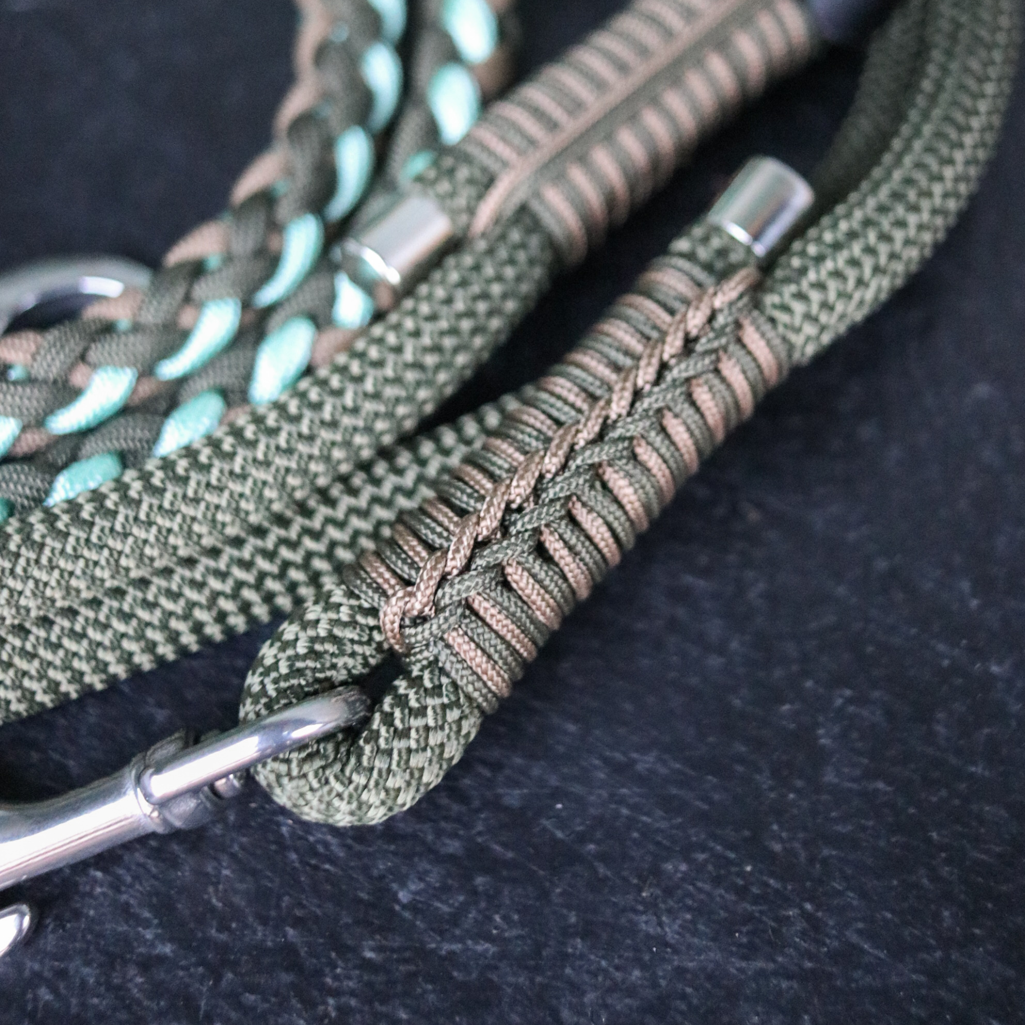 Paracord/Tau Leine "Gaucho" in Olive und Frosted Mint