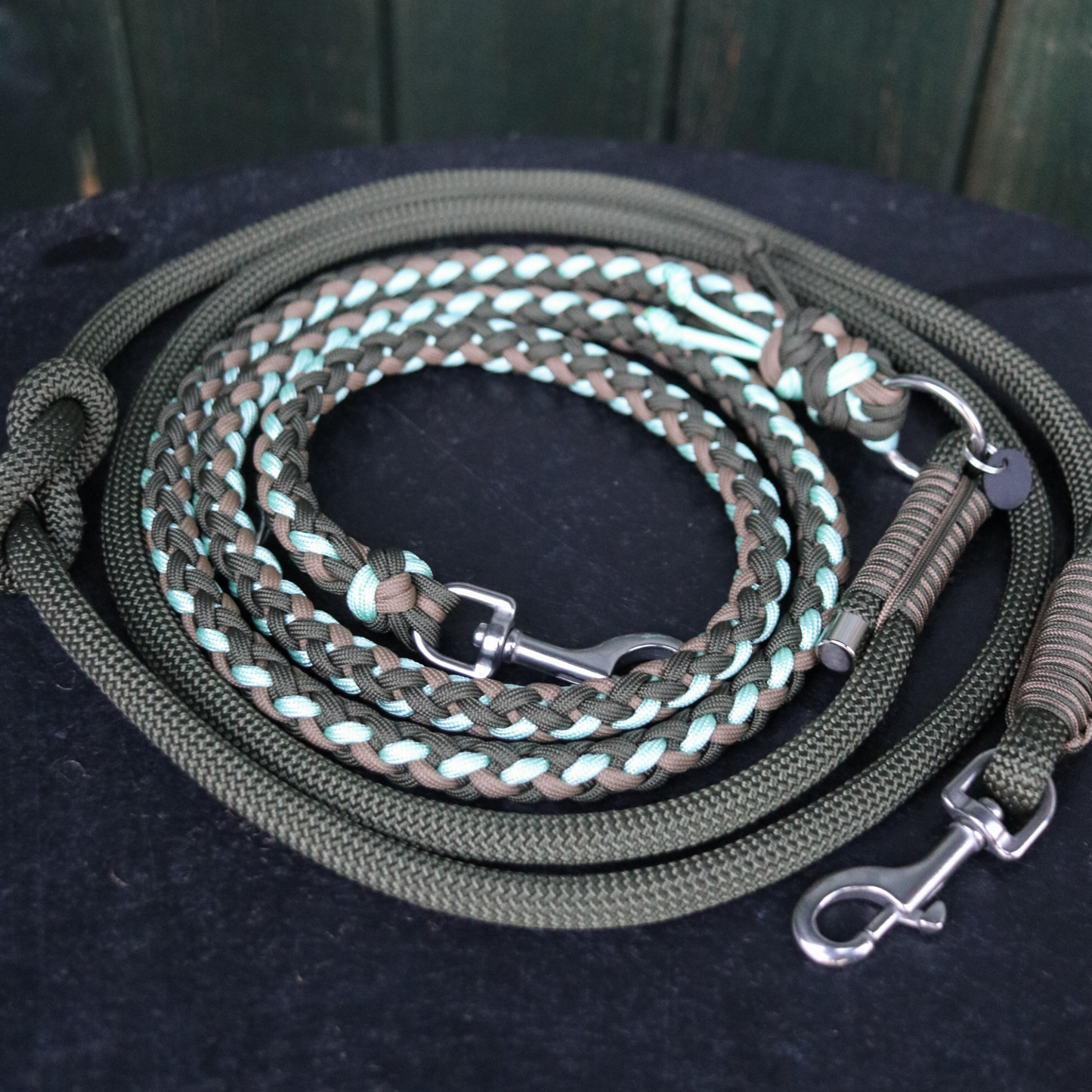 Paracord/Tau Leine "Gaucho" in Olive und Frosted Mint