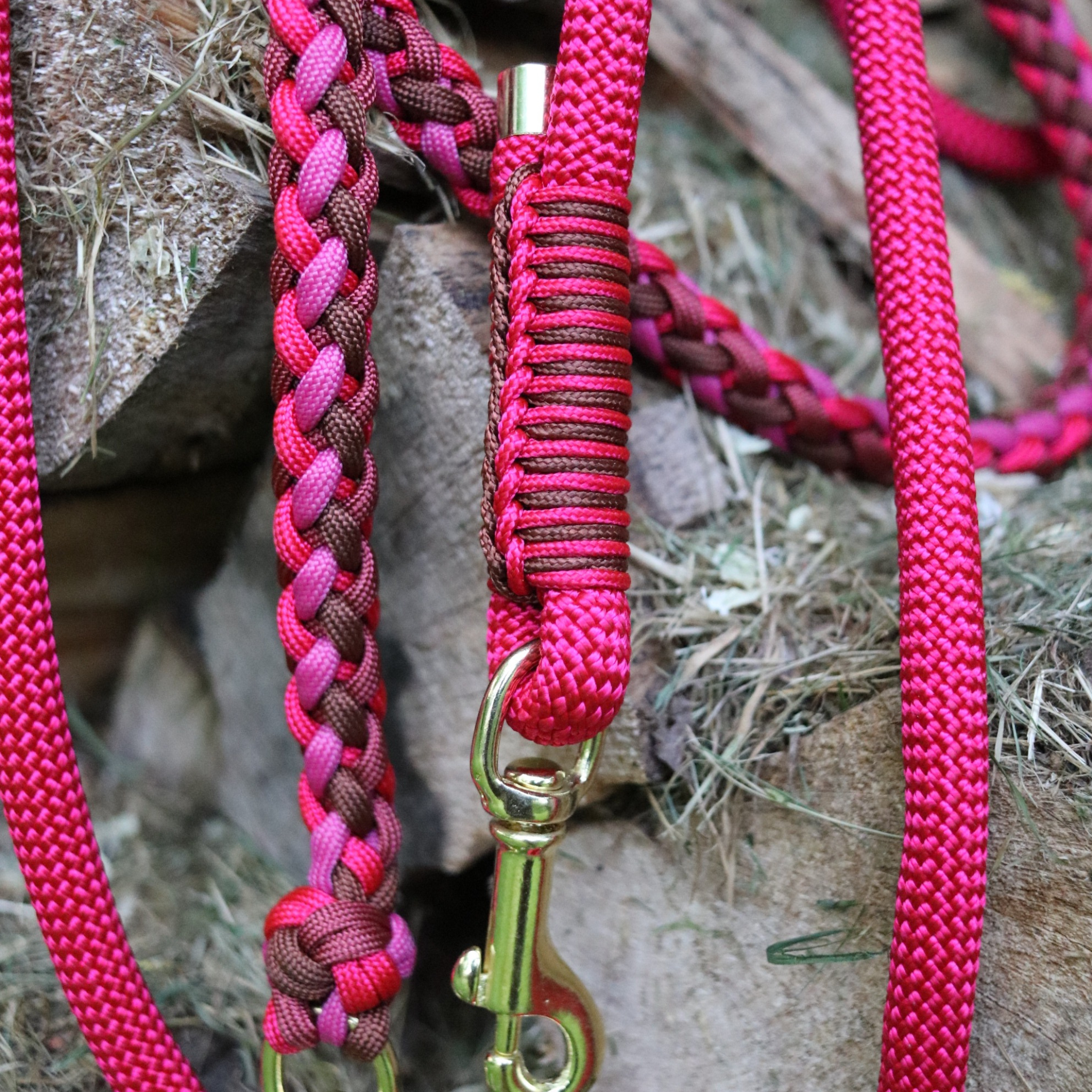 Paracord/Tau Leine "Gaucho" in Red Velvet und Walnuss
