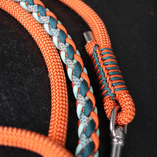 Paracord/Tau Leine in Teal und Orange