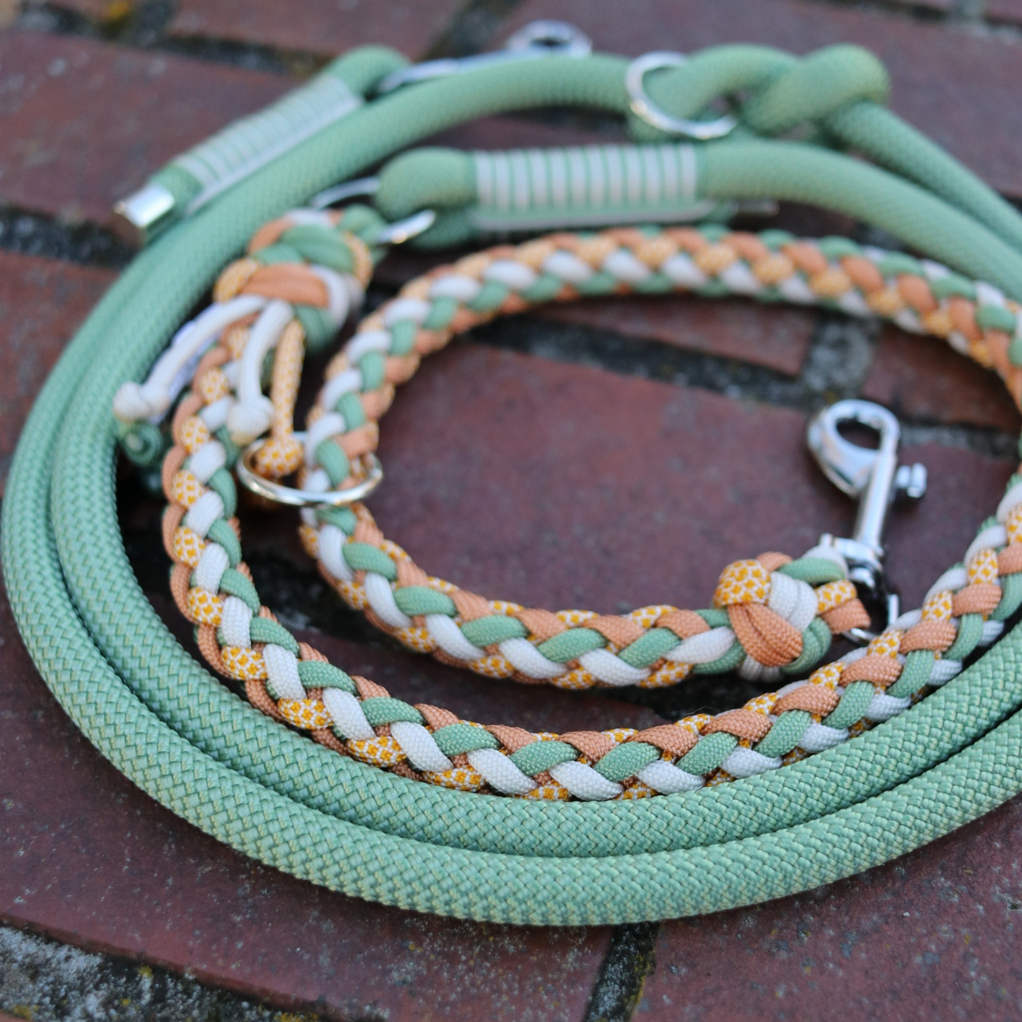 Paracord/Tau Leine "Gaucho" in Kupfer und Guacamole