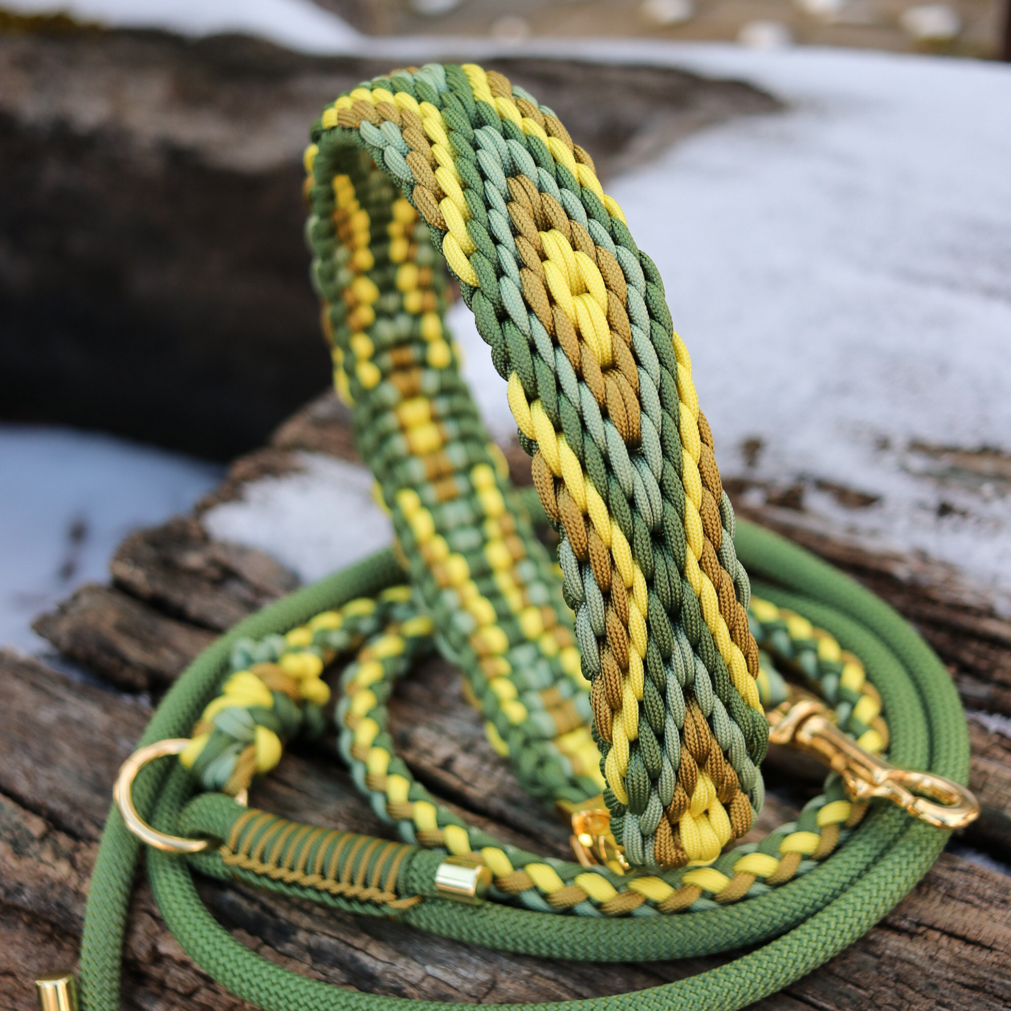 Paracordhalsband "Herkis" in Fern und Banana Gelb