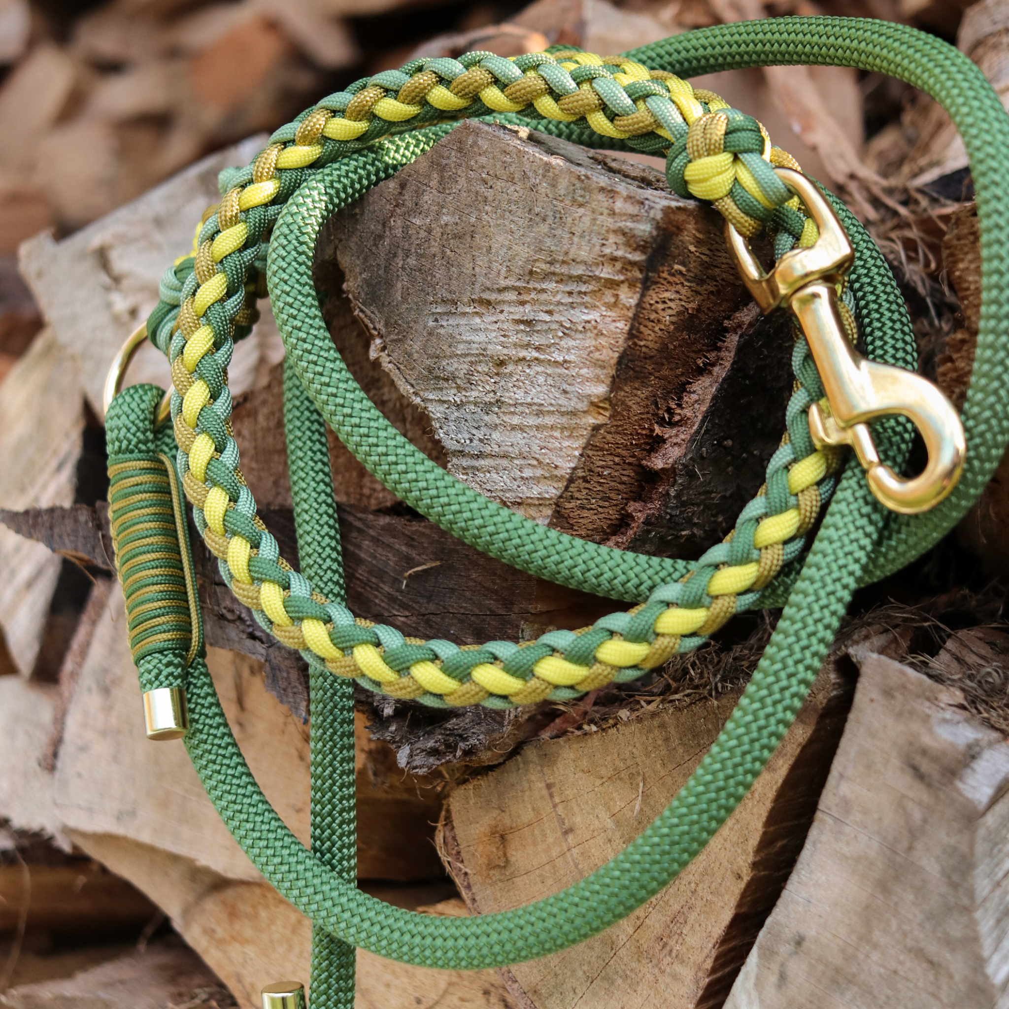 Paracord/Tau Leine "Gaucho" in Fern und Banana Gelb