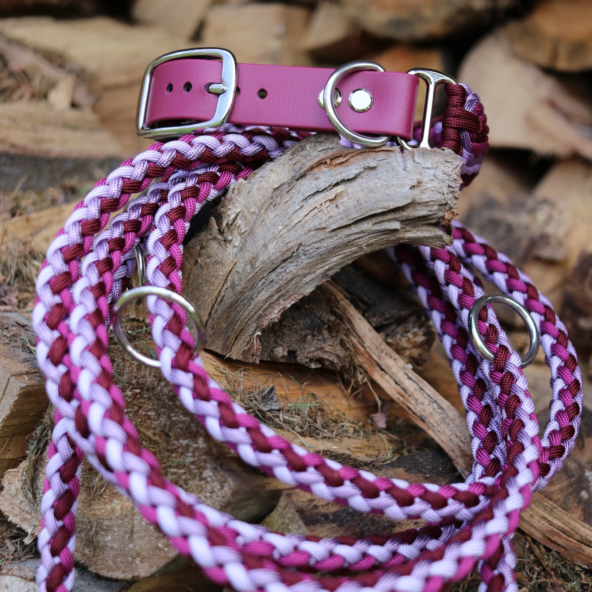 Paracordhalsband "Herkis" in Berry und Lila