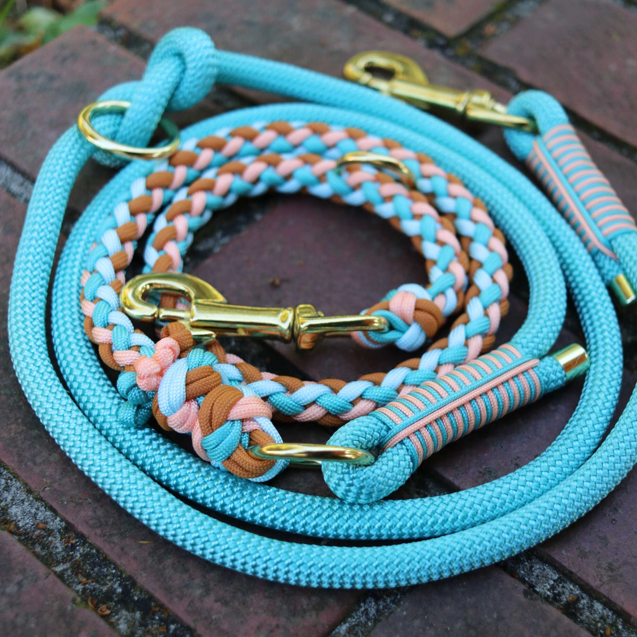 Paracord/Tau Leine "Gaucho" in Türkis und Mustard