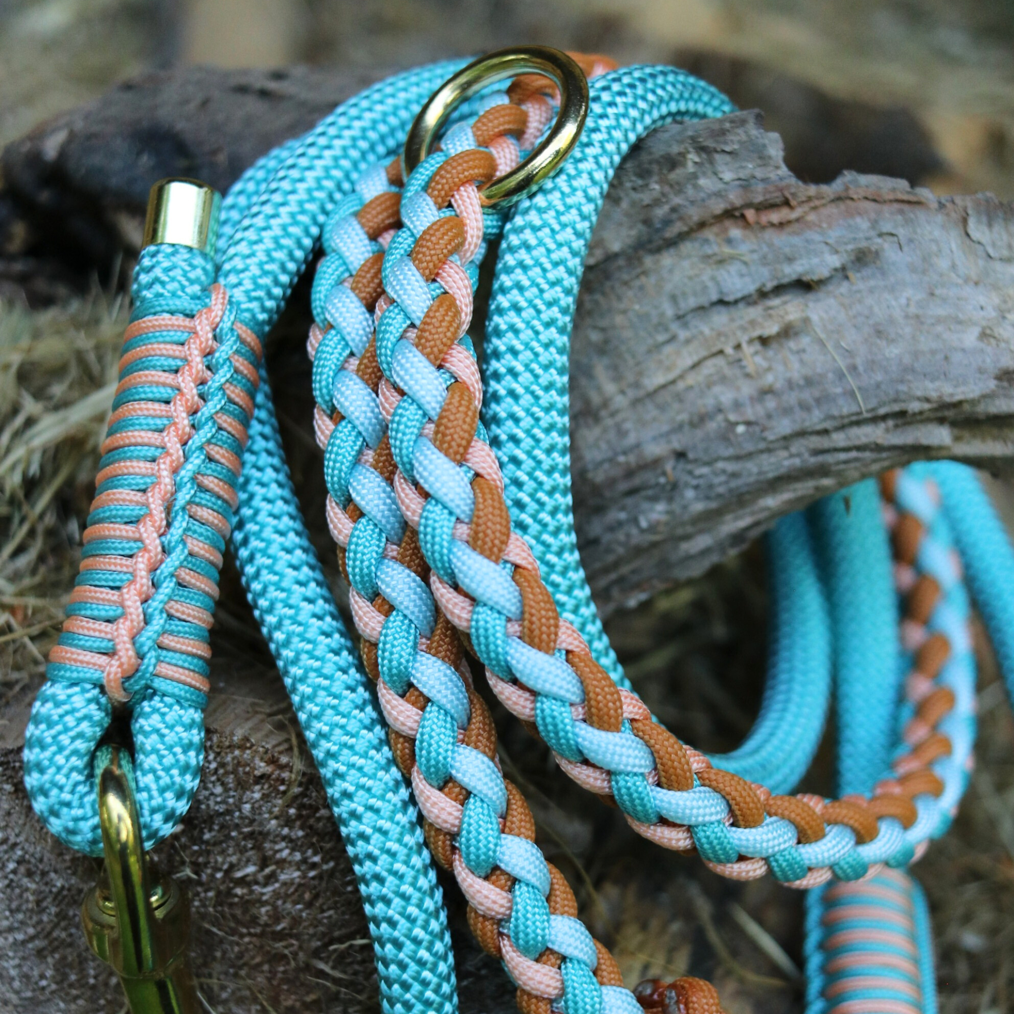 Paracord/Tau Leine "Gaucho" in Türkis und Mustard