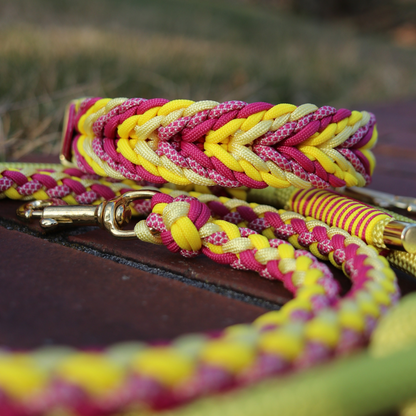 Paracord/Tau Leine "Gaucho" in Fuchsia und Gelb