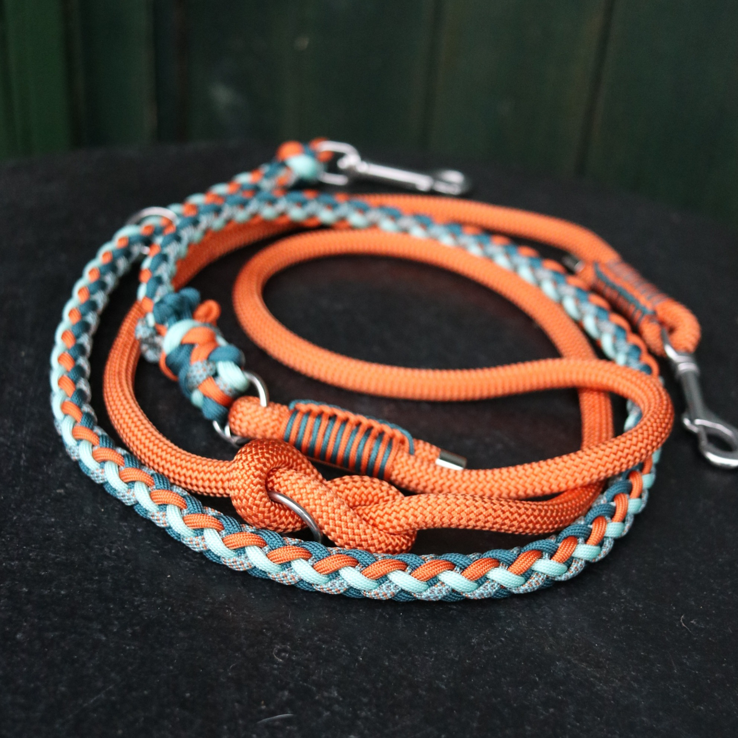 Paracord/Tau Leine in Teal und Orange