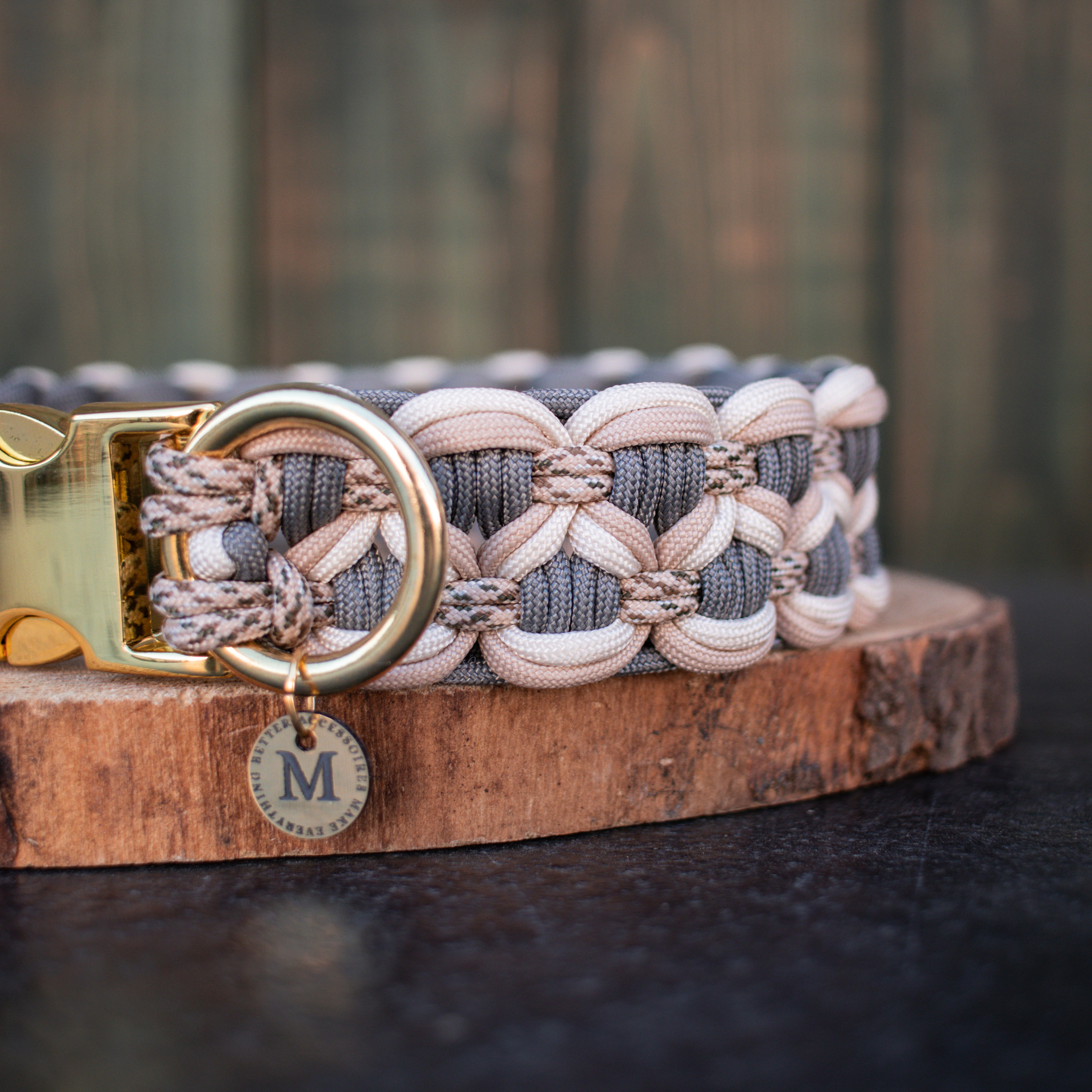 Paracordhalsband "Blossom Dreams" in Beige und Grau