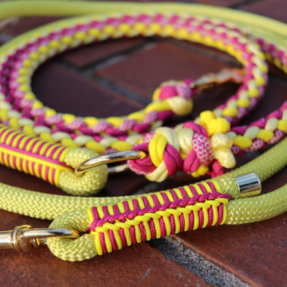 Paracord/Tau Leine "Gaucho" in Fuchsia und Gelb