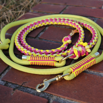 Paracord/Tau Leine "Gaucho" in Fuchsia und Gelb