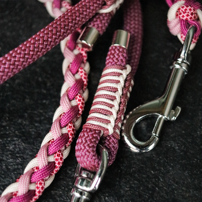 Paracord/Tau Leine in Rosa und Berry