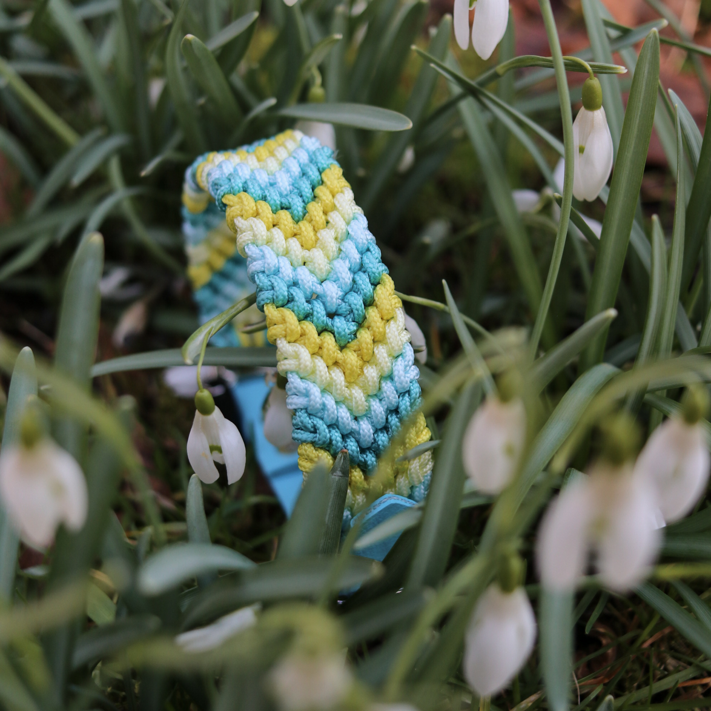 Paracordhalsband "Freundschaft" 2,5cm Breite in Türkis und Gelb