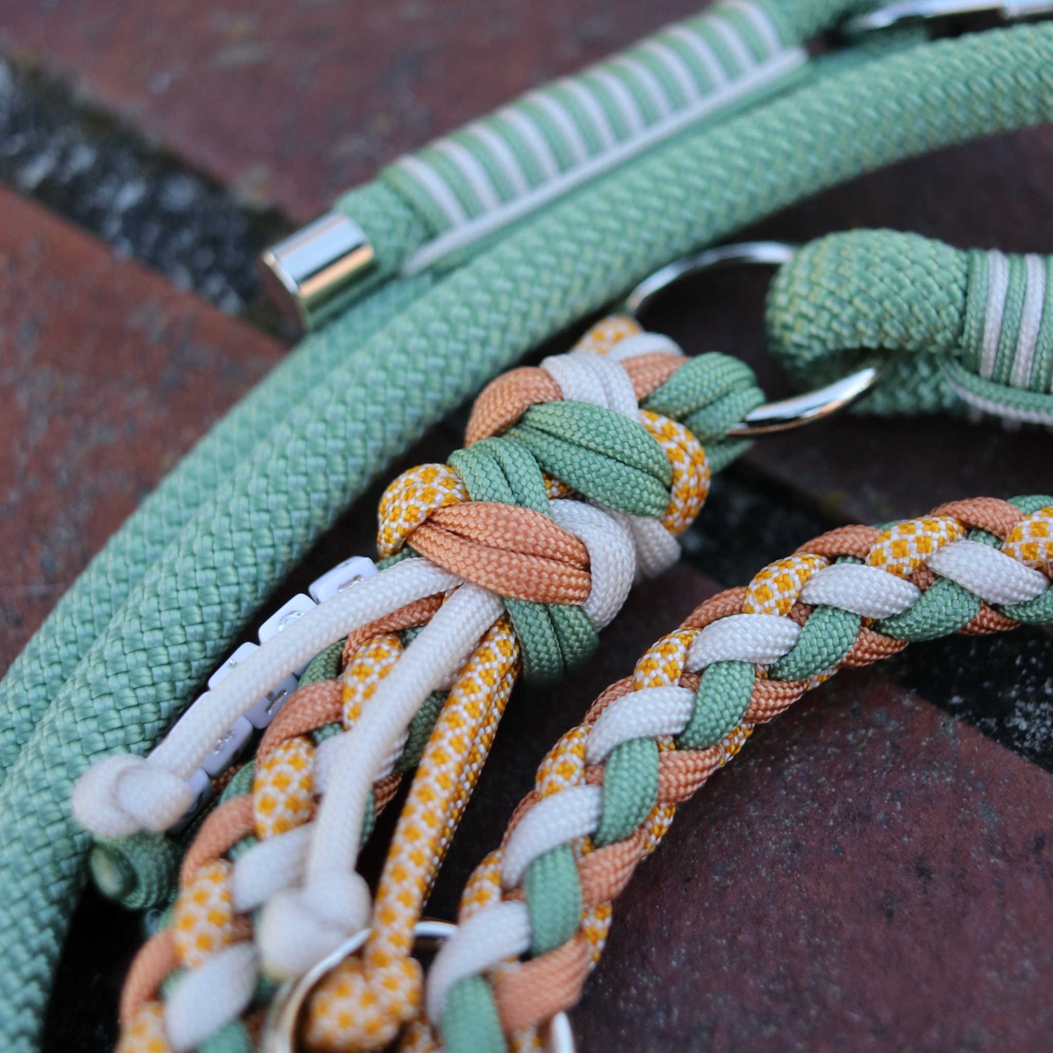 Paracord/Tau Leine "Gaucho" in Kupfer und Guacamole