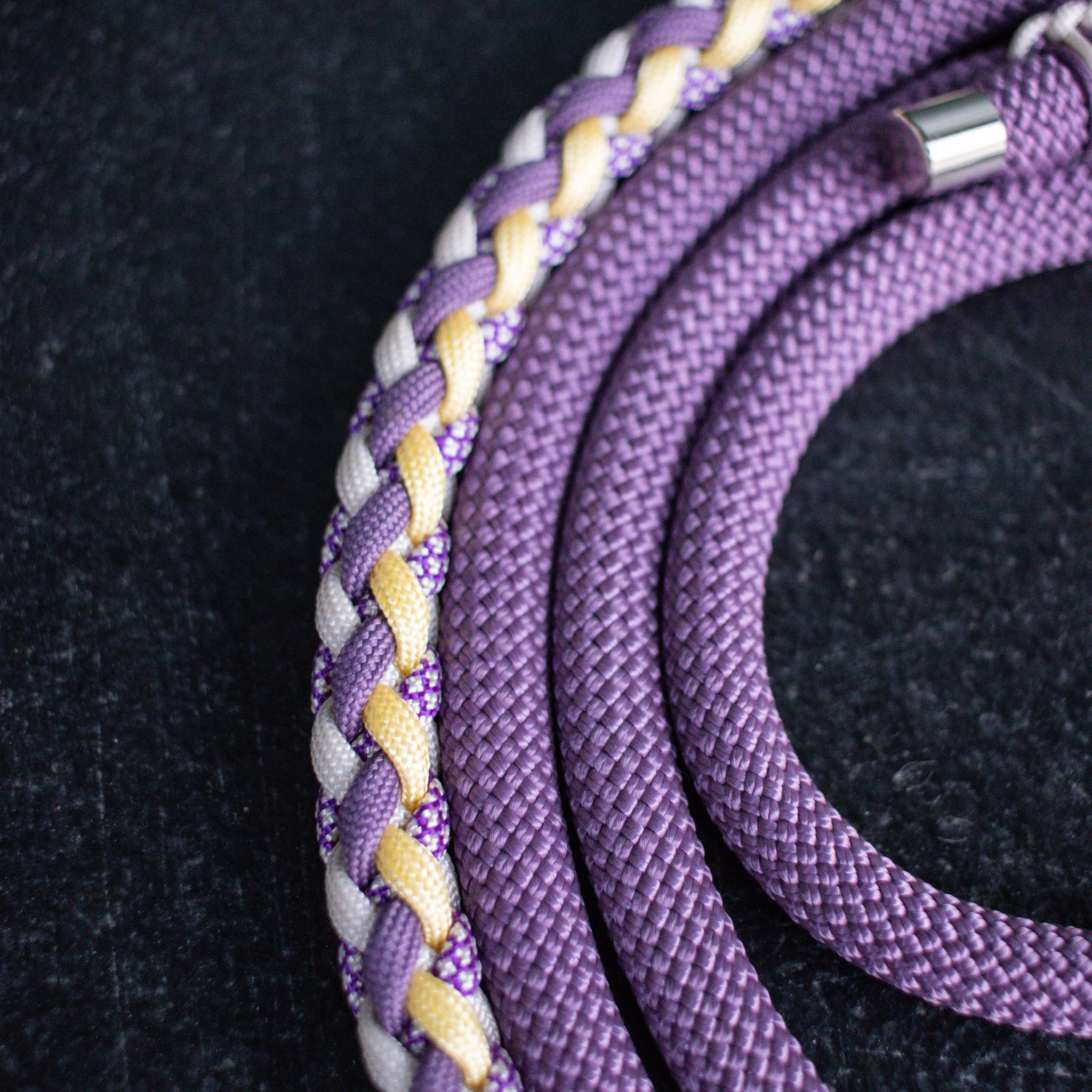 Paracord/Tau Leine in Lila und Gelb