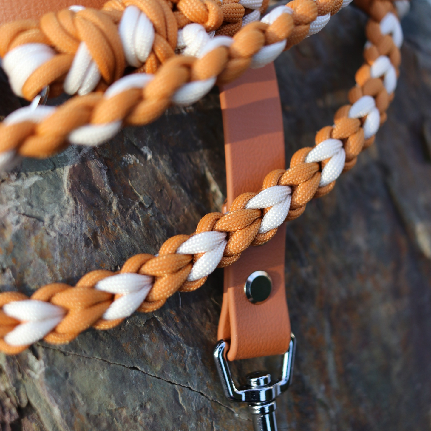 Paracord/Biothane Leine für kleine Hunde in Mustard und Cream