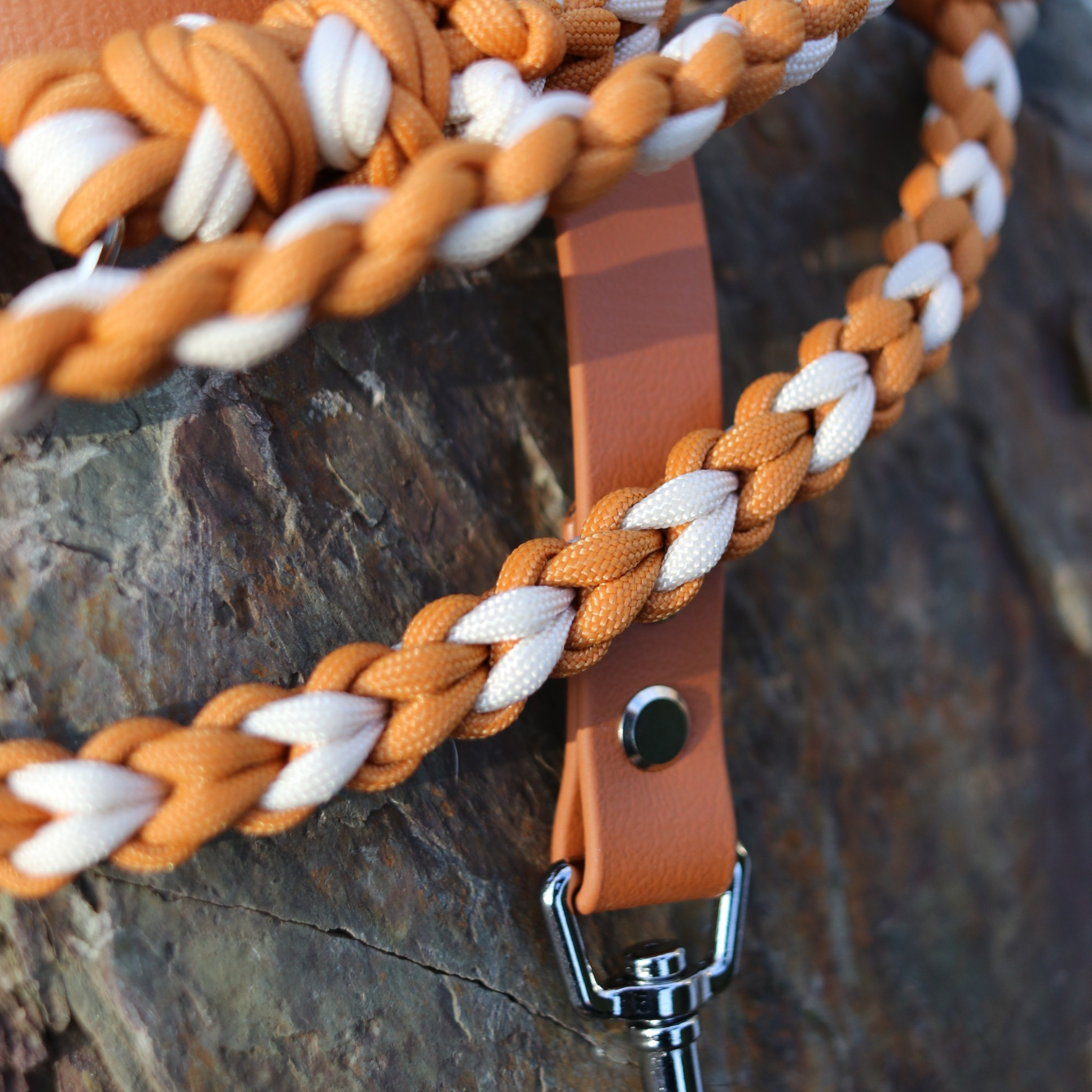 Paracord/Biothane Leine für kleine Hunde in Mustard und Cream