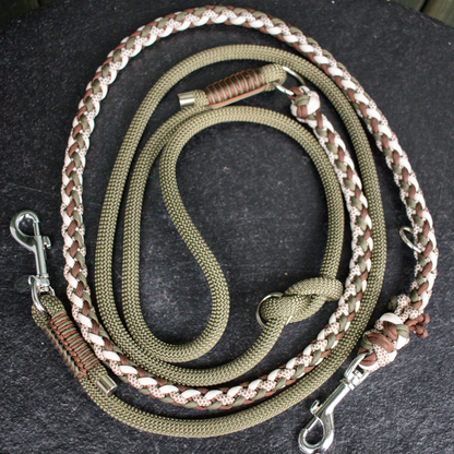 Paracord/Tau Leine in Olive und Walnuss