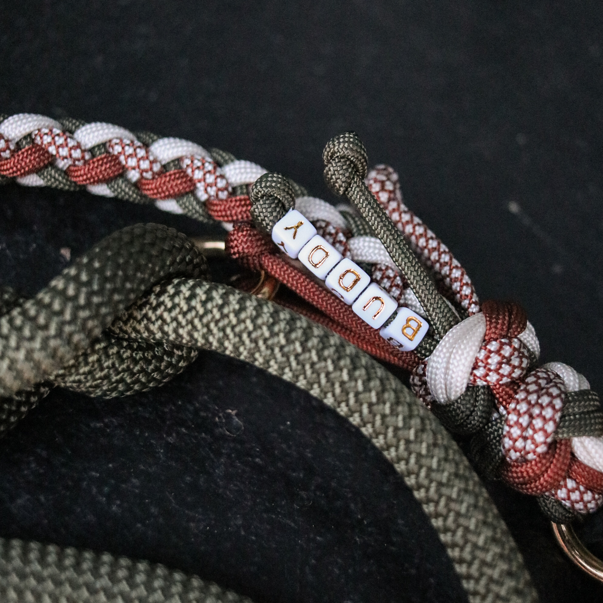 Paracord/Tau Leine "Gaucho" in Olive und Schoko