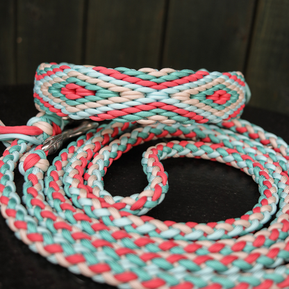 Paracordhalsband "Herkis" in Türkis und Strawberry