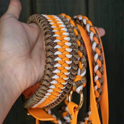 Paracordhalsband "Lilith" in Goldbraun und Orange