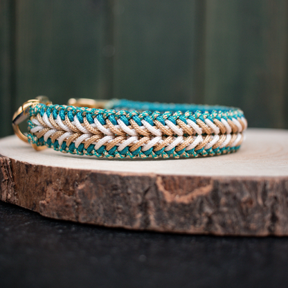 Paracordhalsband "Harmony" Typ 1 in Petrol und Gold