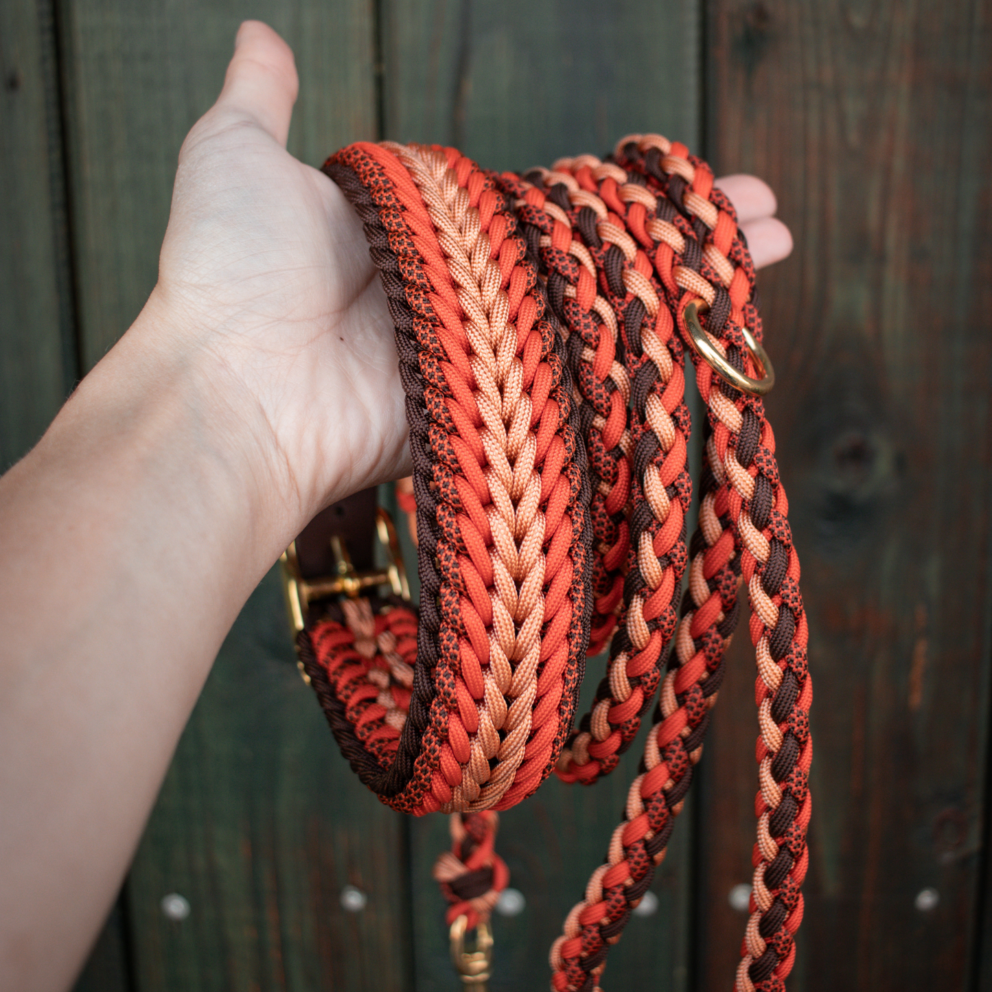 Paracordleine "Gaucho" in Orange und Walnuss