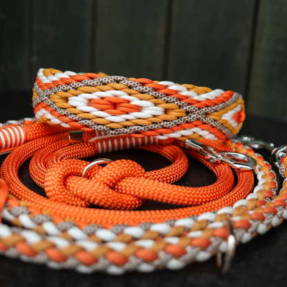 Paracordhalsband "Herkis" in Orange und Haselnuss