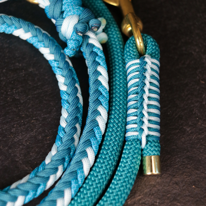 Paracord/ Tau Leine "Herringbone" in Teal und Türkis