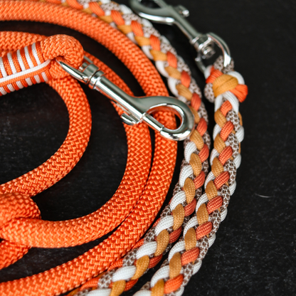 Paracord/Tau Leine in Orange und Haselnuss