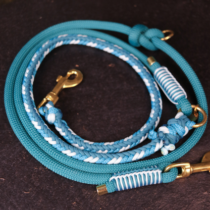 Paracord/ Tau Leine "Herringbone" in Teal und Türkis