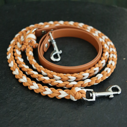 Paracord/Biothane Leine für kleine Hunde in Mustard und Cream