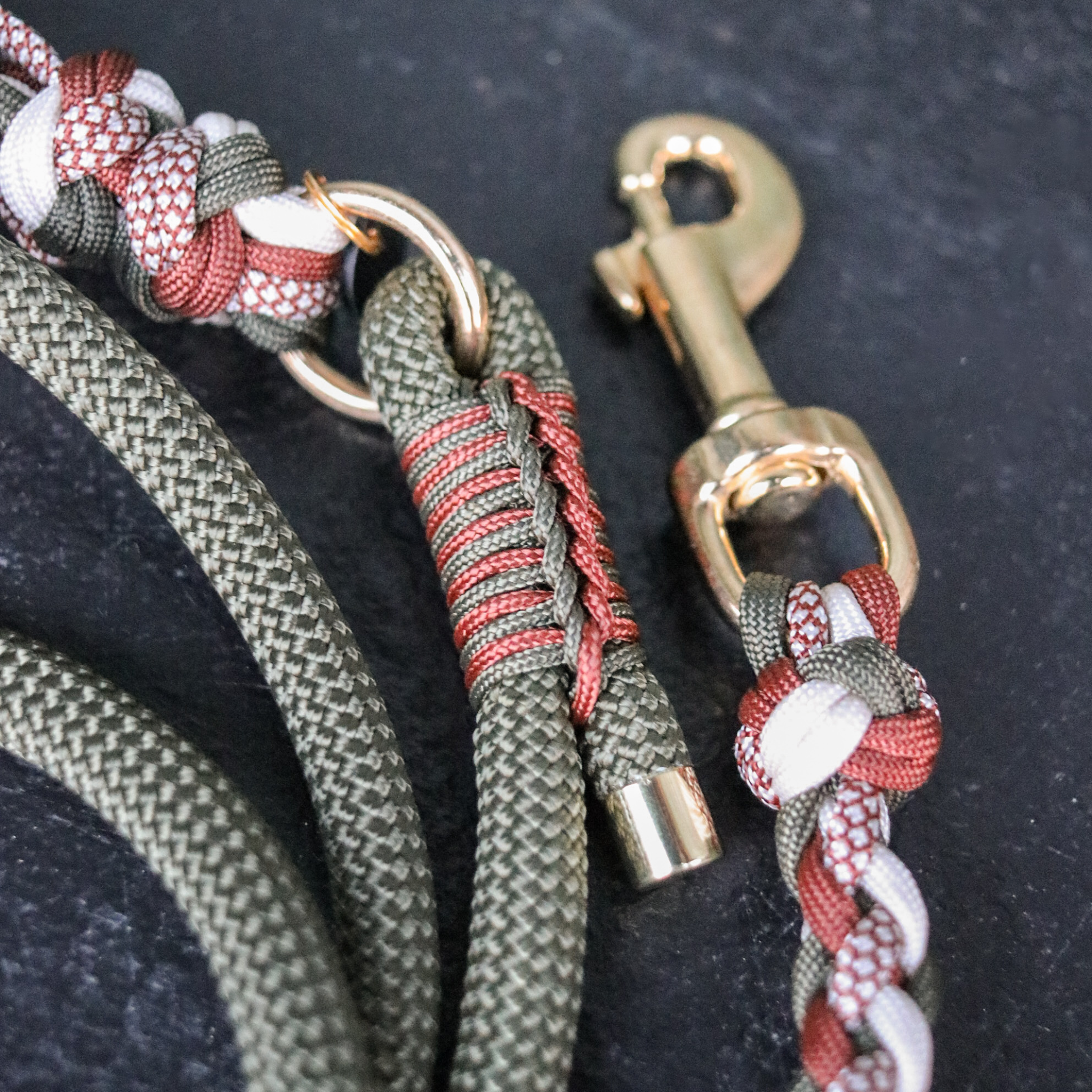 Paracord/Tau Leine "Gaucho" in Olive und Schoko