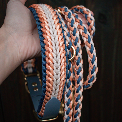 Paracordhalsband "Shining" in Petrol und Kupfer