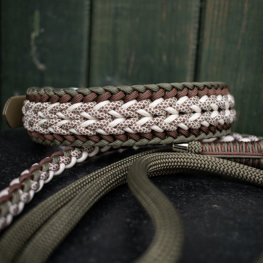 Paracordhalsband "Juno" in Olive und Walnuss