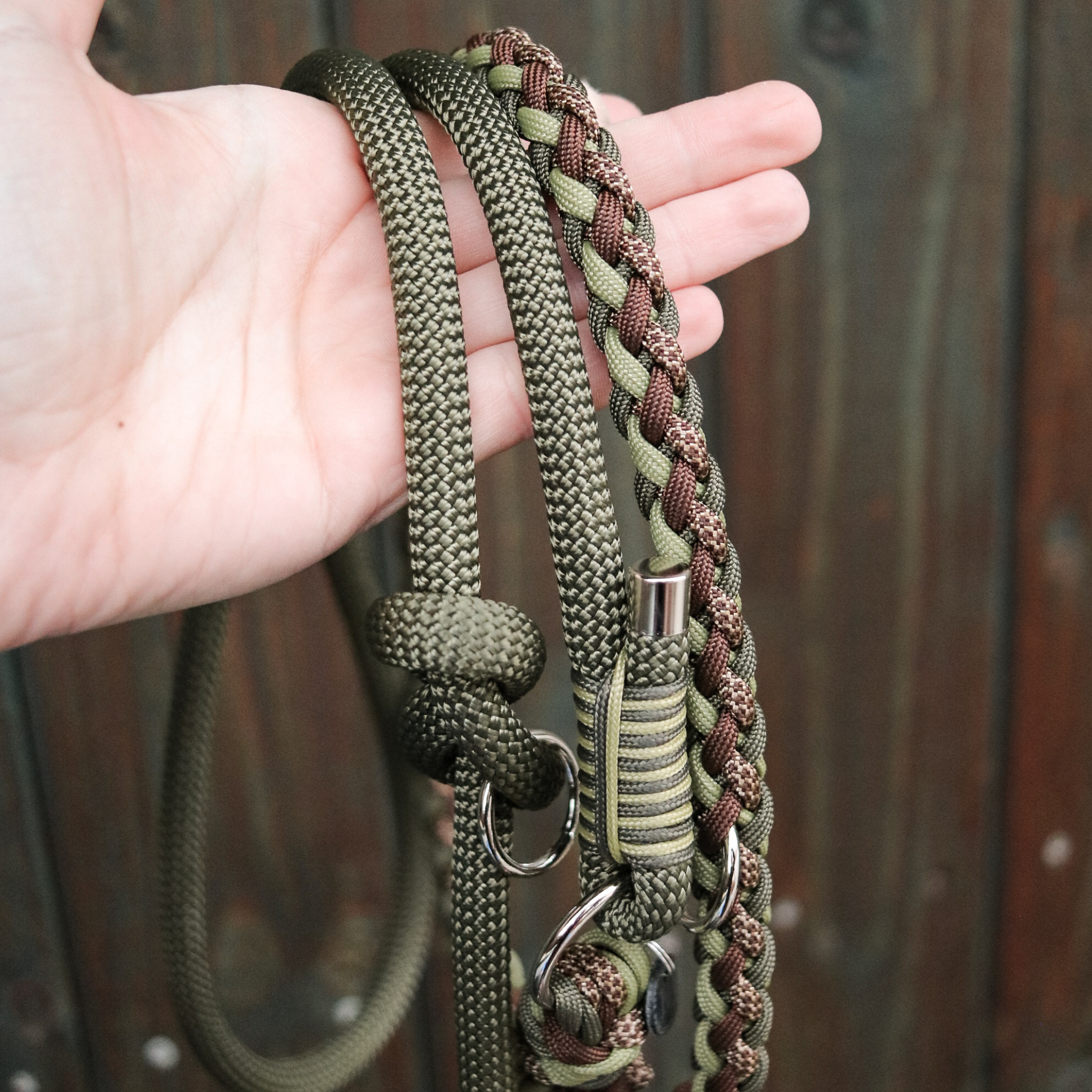 Paracord/Tau Leine in Walnuss und Moos