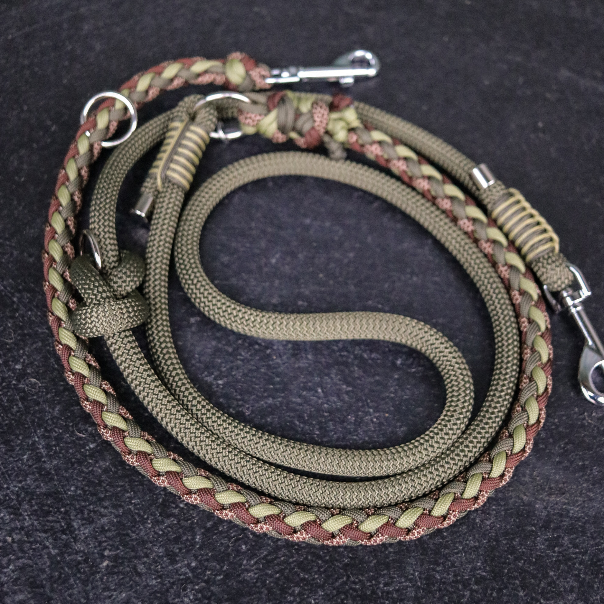 Paracord/Tau Leine in Walnuss und Moos