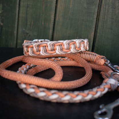 Paracord/Tau Leine in Kupfer und Beige