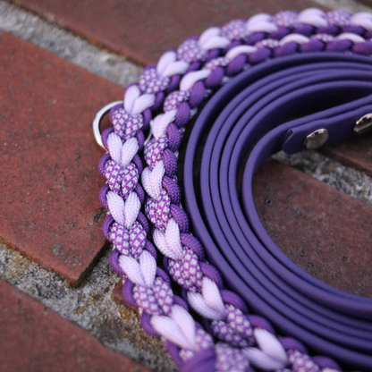 Paracord/Biothane Leine für kleine Hunde in Royal Lila und Pearl Lila