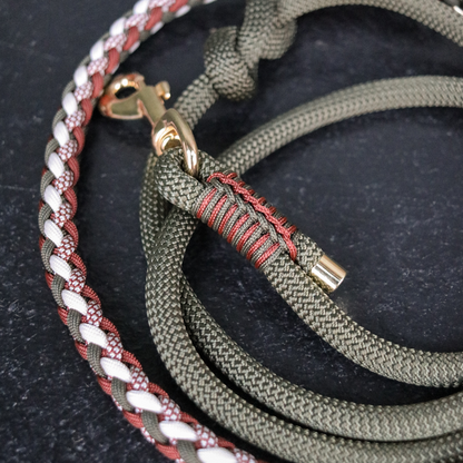 Paracord/Tau Leine "Gaucho" in Olive und Schoko