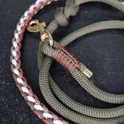 Paracord/Tau Leine in Olive und Schoko