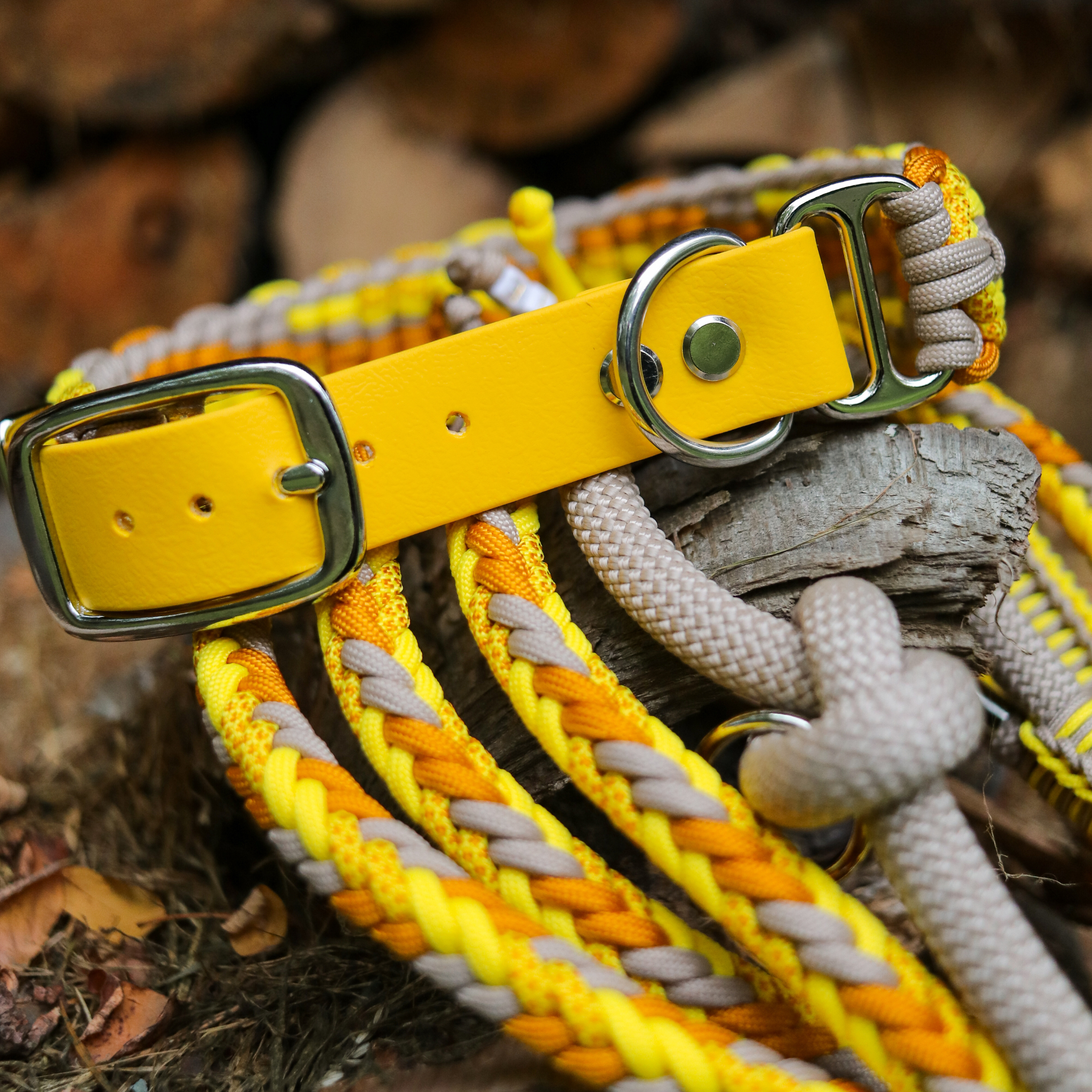 Paracordhalsband "Herkis" in Mocca und Canary