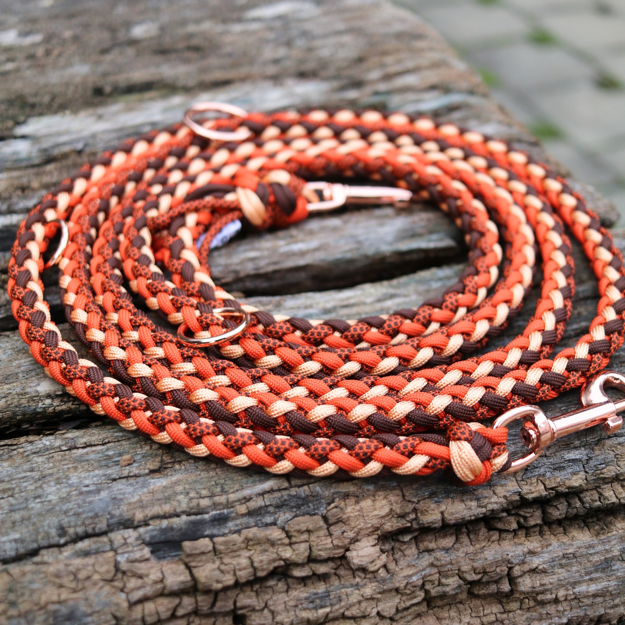 Paracordleine "Gaucho" in Orange und Walnuss