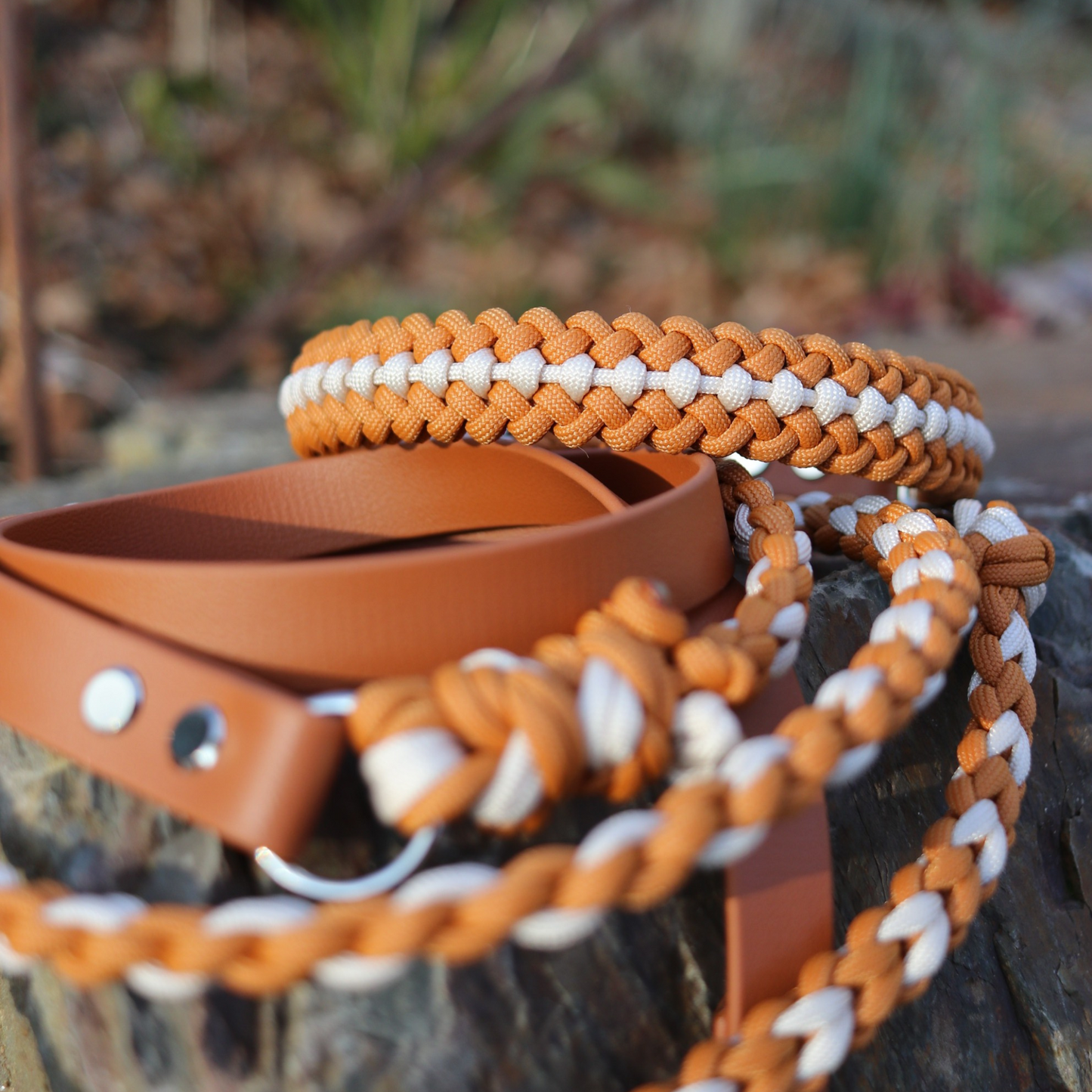 Paracordhalsband "Covenant" in Mustard und Cream
